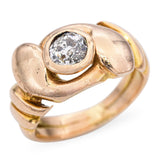 Antique Yellow Gold 0.50ct Old Euro Diamond Intertwined Snake Ring