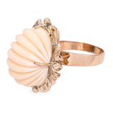 Vintage Yellow Gold Carved Coral Cocktail Ring
