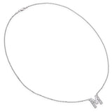Vintage 14k White Gold Diamond M Initial Necklace