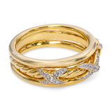 David Yurman 18k Yellow Gold Cable Crossover Diamond Ring