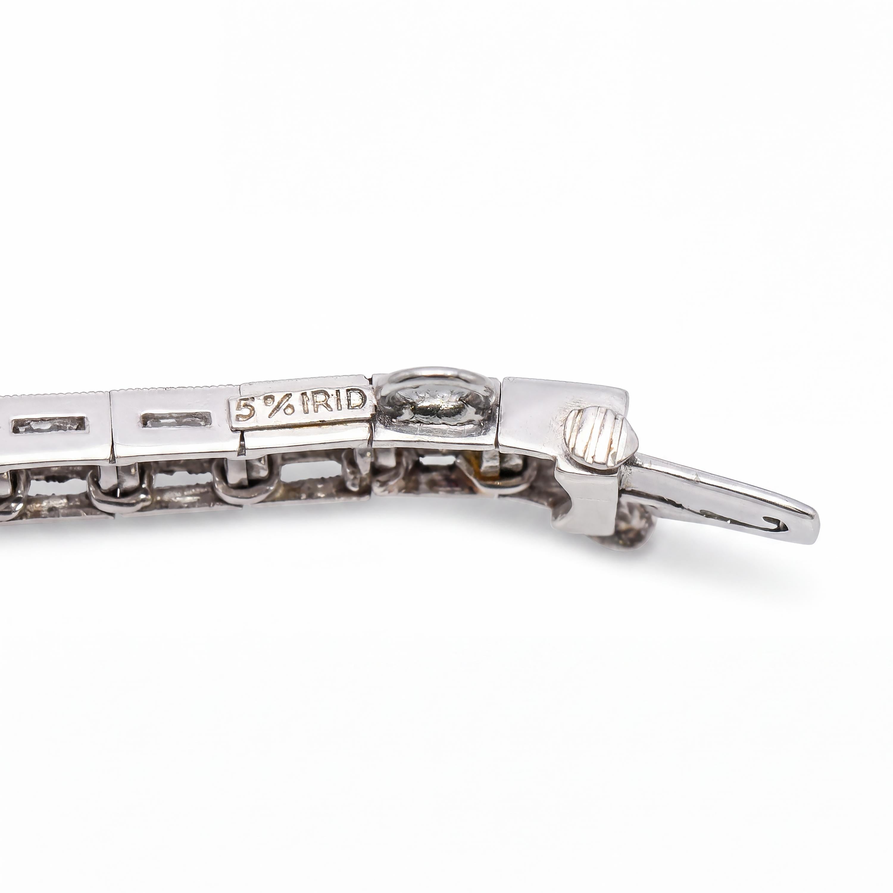Art Deco Platinum 2.81tcw Diamond and Emerald Accent Link Bracelet