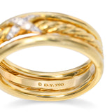 David Yurman 18k Yellow Gold Cable Crossover Diamond Ring