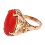 Vintage 14k Yellow Gold Coral Floral Motif Ring