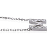 Vintage 14k White Gold Diamond M Initial Necklace