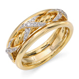 David Yurman 18k Yellow Gold Cable Crossover Diamond Ring