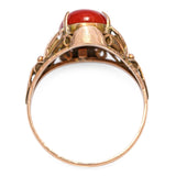 Vintage 14k Yellow Gold Coral Floral Motif Ring