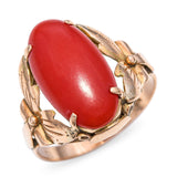 Vintage 14k Yellow Gold Coral Floral Motif Ring