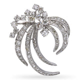 Vintage Platinum Precious Metal Alloy 5.21tcw Diamond Floral Spray Brooch
