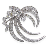 Vintage Platinum Precious Metal Alloy 5.21tcw Diamond Floral Spray Brooch