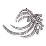 Vintage Platinum Precious Metal Alloy 5.21tcw Diamond Floral Spray Brooch