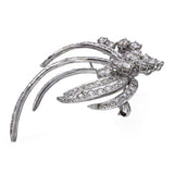 Vintage Platinum Precious Metal Alloy 5.21tcw Diamond Floral Spray Brooch