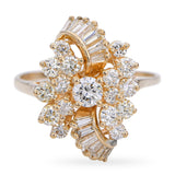 14k Yellow Gold 1.28tcw Diamond Cluster Ring
