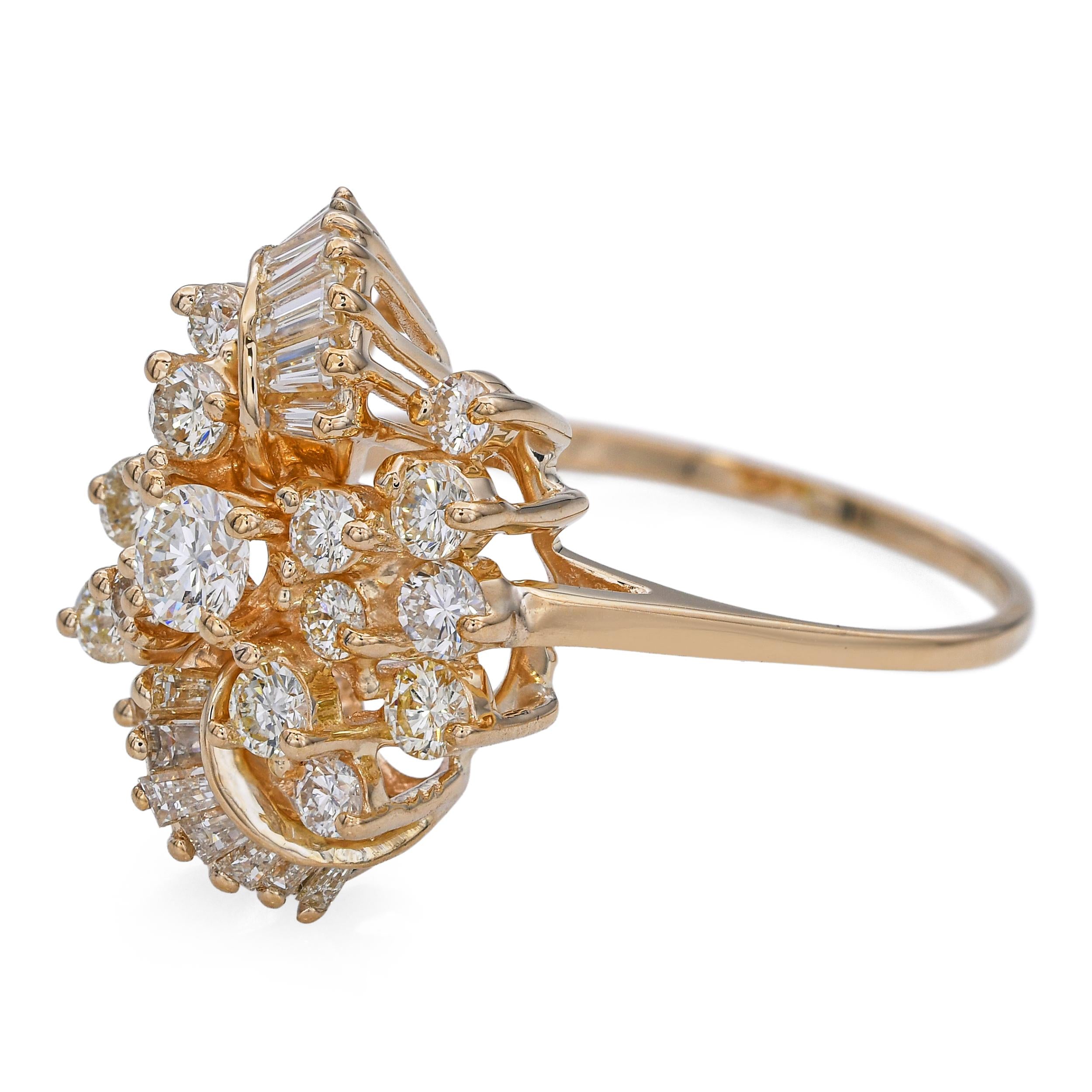 14k Yellow Gold 1.28tcw Diamond Cluster Ring