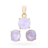 Vintage 16k Yellow Gold Greyish Blue Star Sapphire Earrings & Pendant Set
