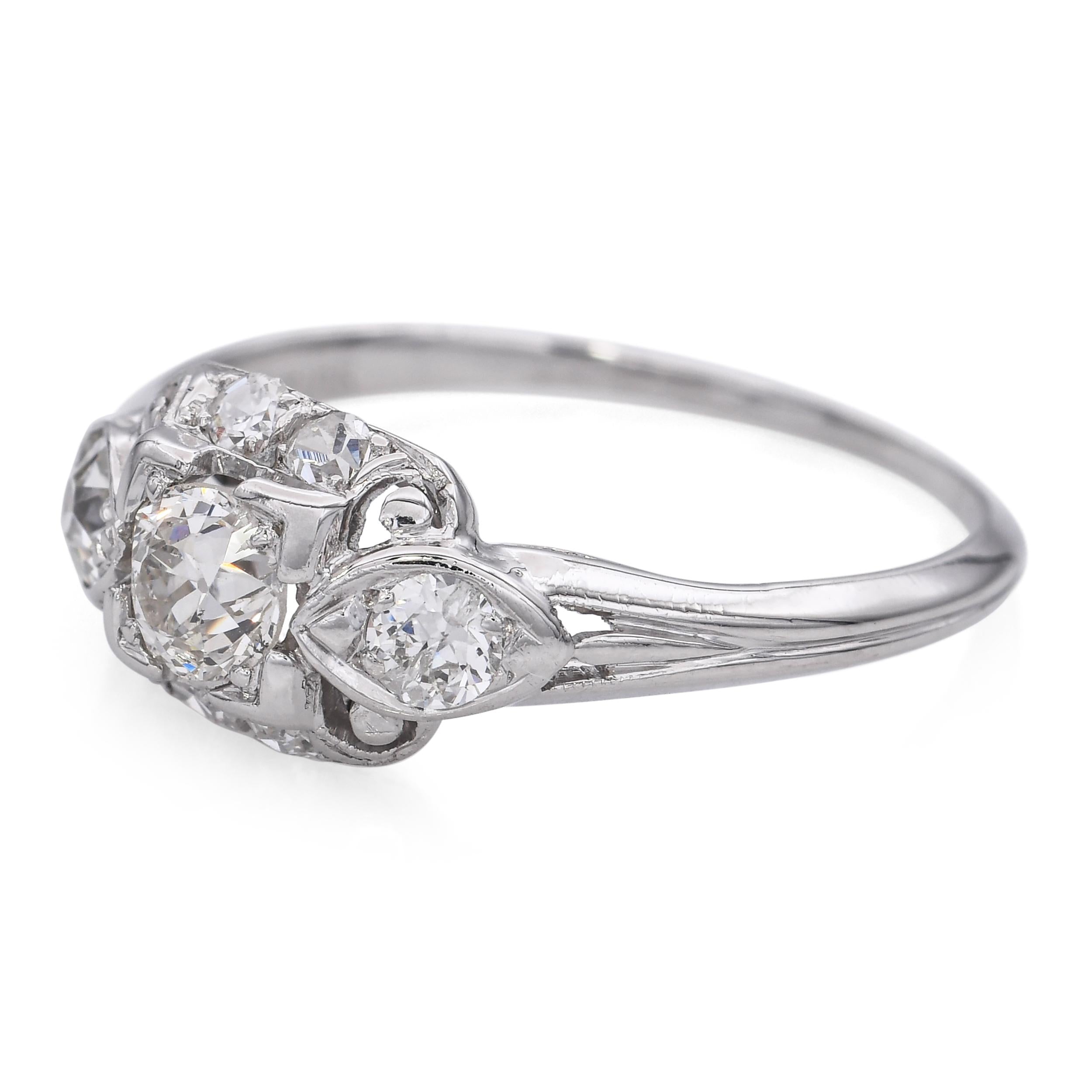 Vintage Granat 18k White Gold 0.45tcw Diamond Engagement Ring