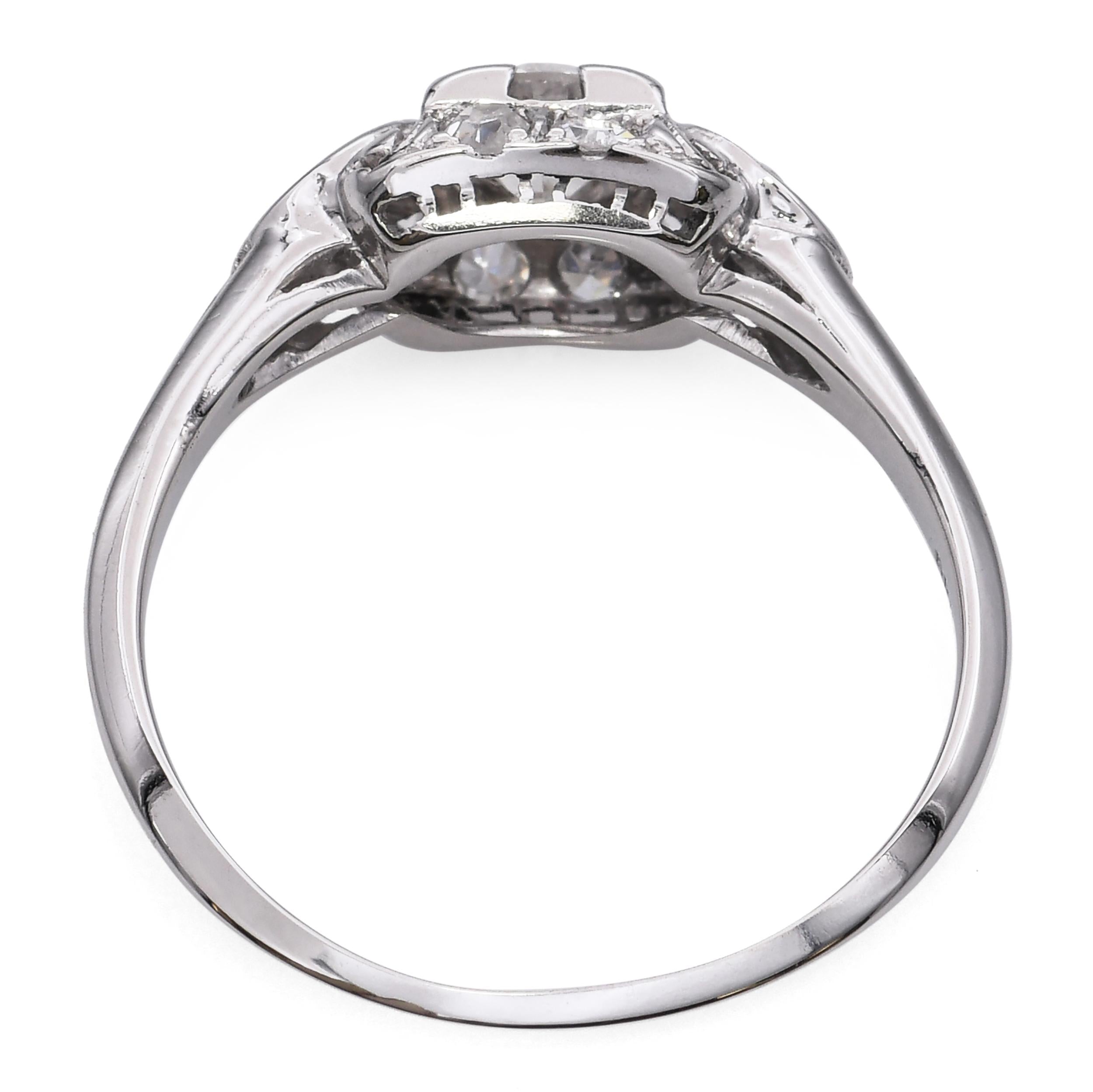 Vintage Granat 18k White Gold 0.45tcw Diamond Engagement Ring