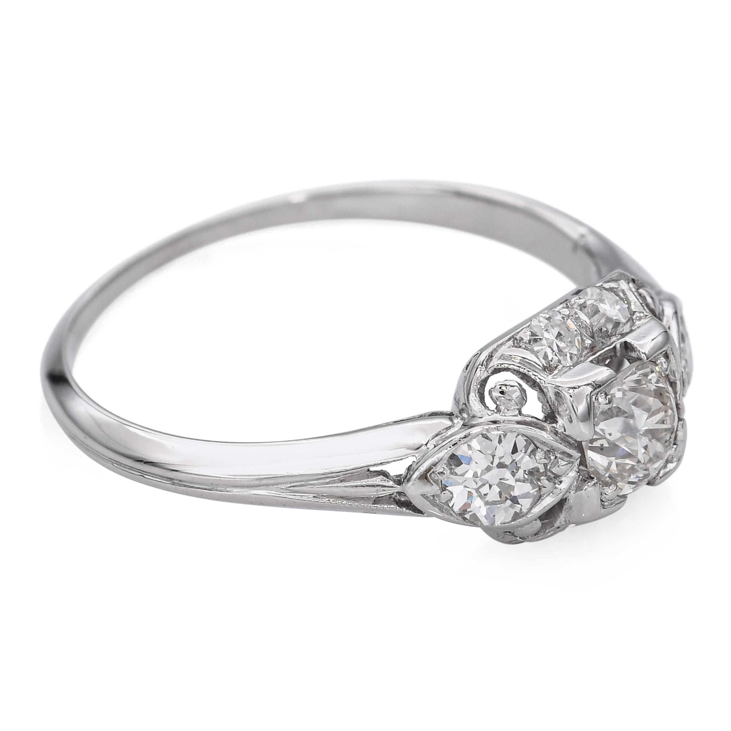 Vintage Granat 18k White Gold 0.45tcw Diamond Engagement Ring