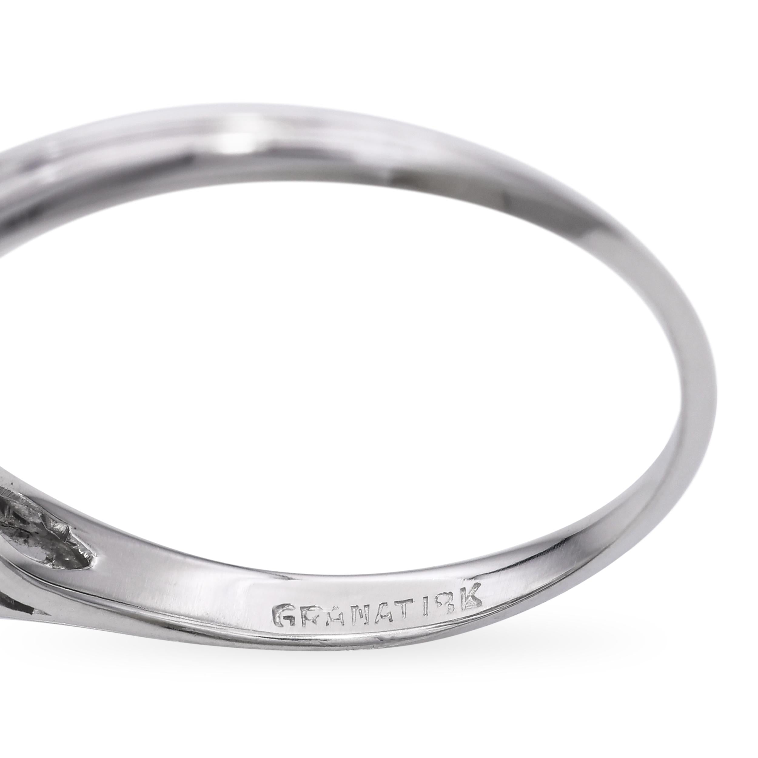 Vintage Granat 18k White Gold 0.45tcw Diamond Engagement Ring