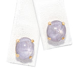 Vintage 16k Yellow Gold Greyish Blue Star Sapphire Earrings & Pendant Set
