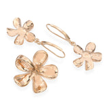 14k Rose Gold Plumeria Flower Diamond Earrings and Pendant Set