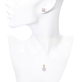Vintage 16k Yellow Gold Greyish Blue Star Sapphire Earrings & Pendant Set