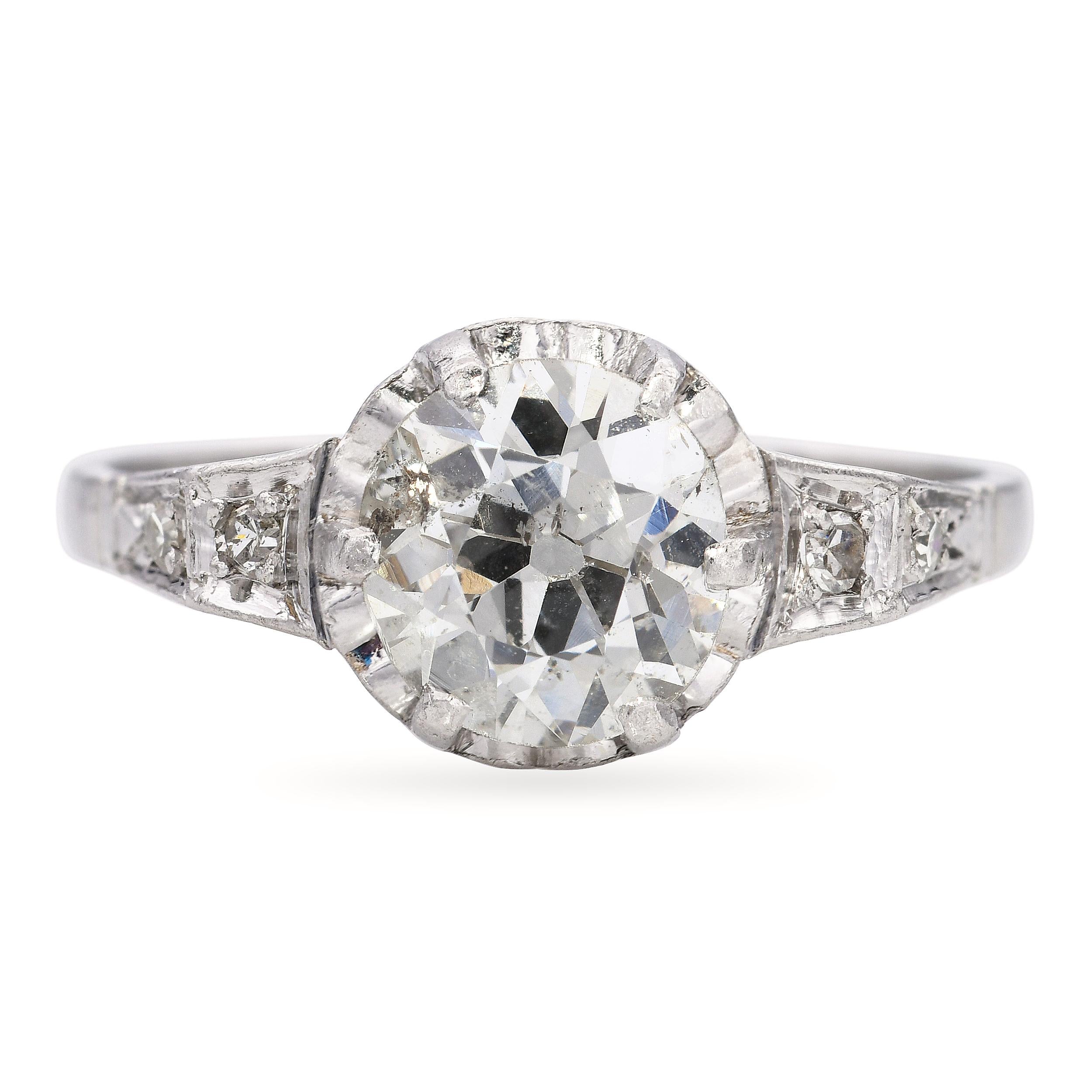 Antique Platinum 1.57tcw Old Euro Diamond Engagement Ring