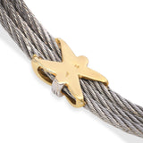 Vintage Yellow Gold and Stainless Steel Diamond X Cuff Bracelet