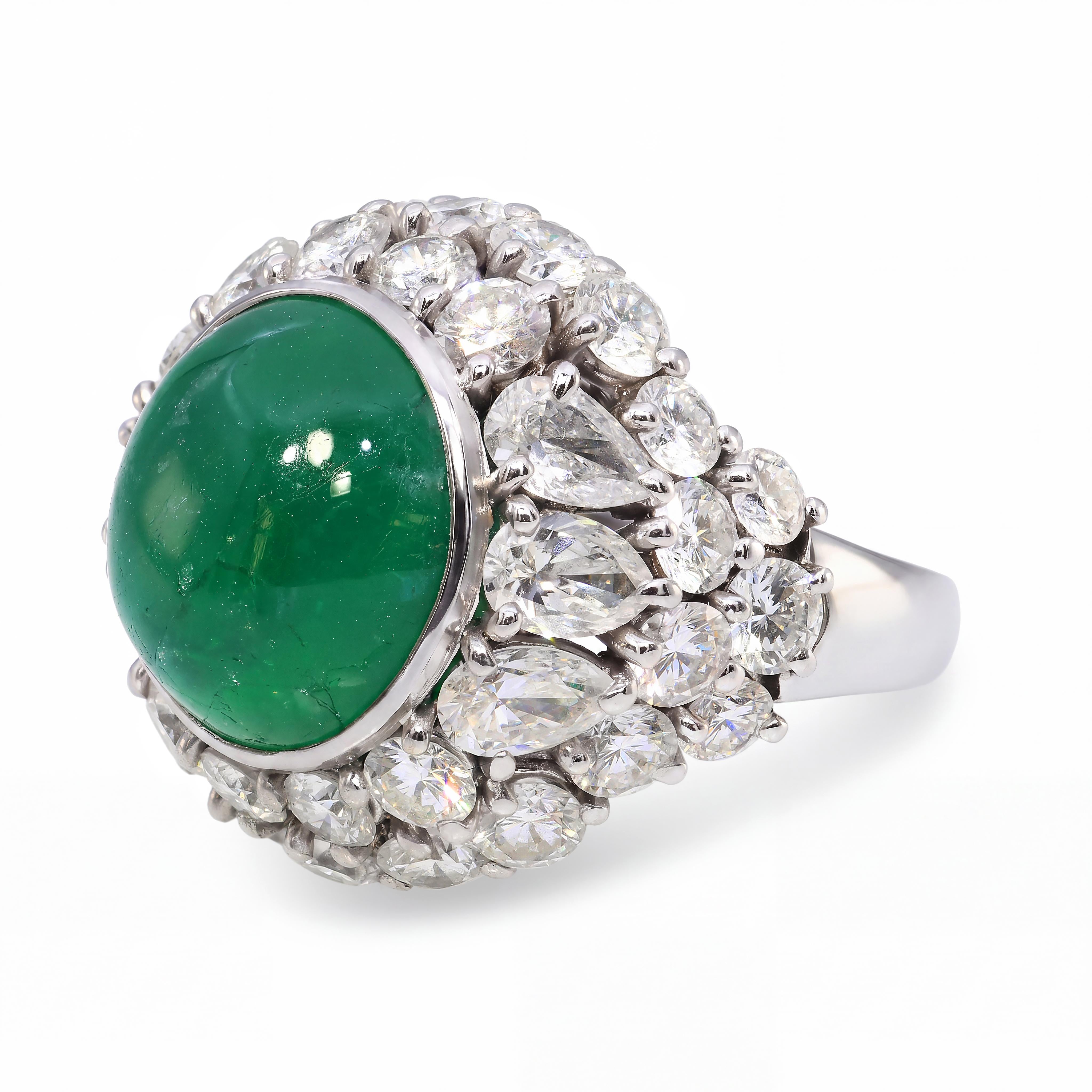 Platinum 7.52ct Colombian Emerald and 5.30tcw Diamond Ring