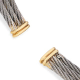Vintage Yellow Gold and Stainless Steel Diamond X Cuff Bracelet