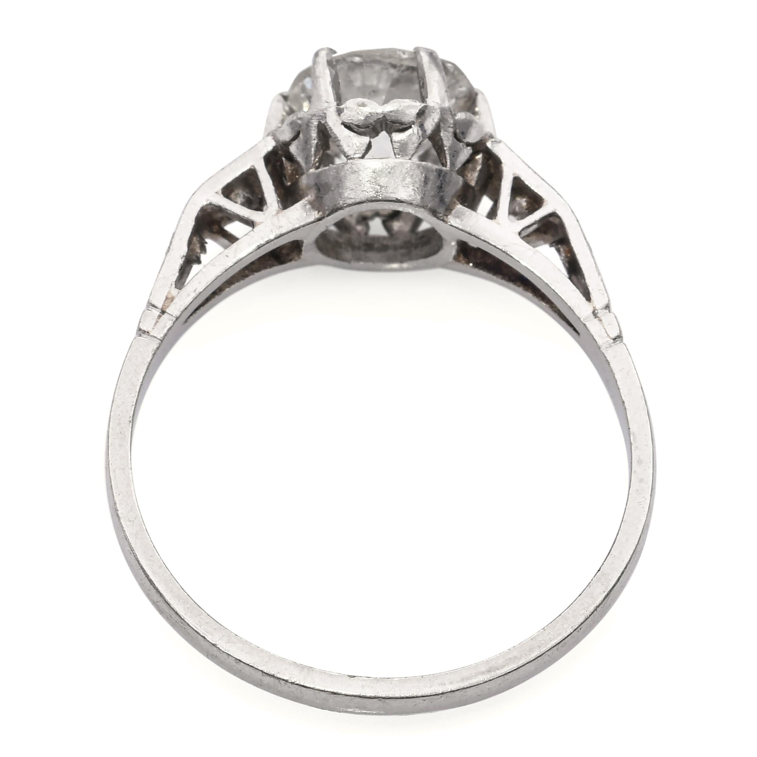 Antique Platinum 1.57tcw Old Euro Diamond Engagement Ring