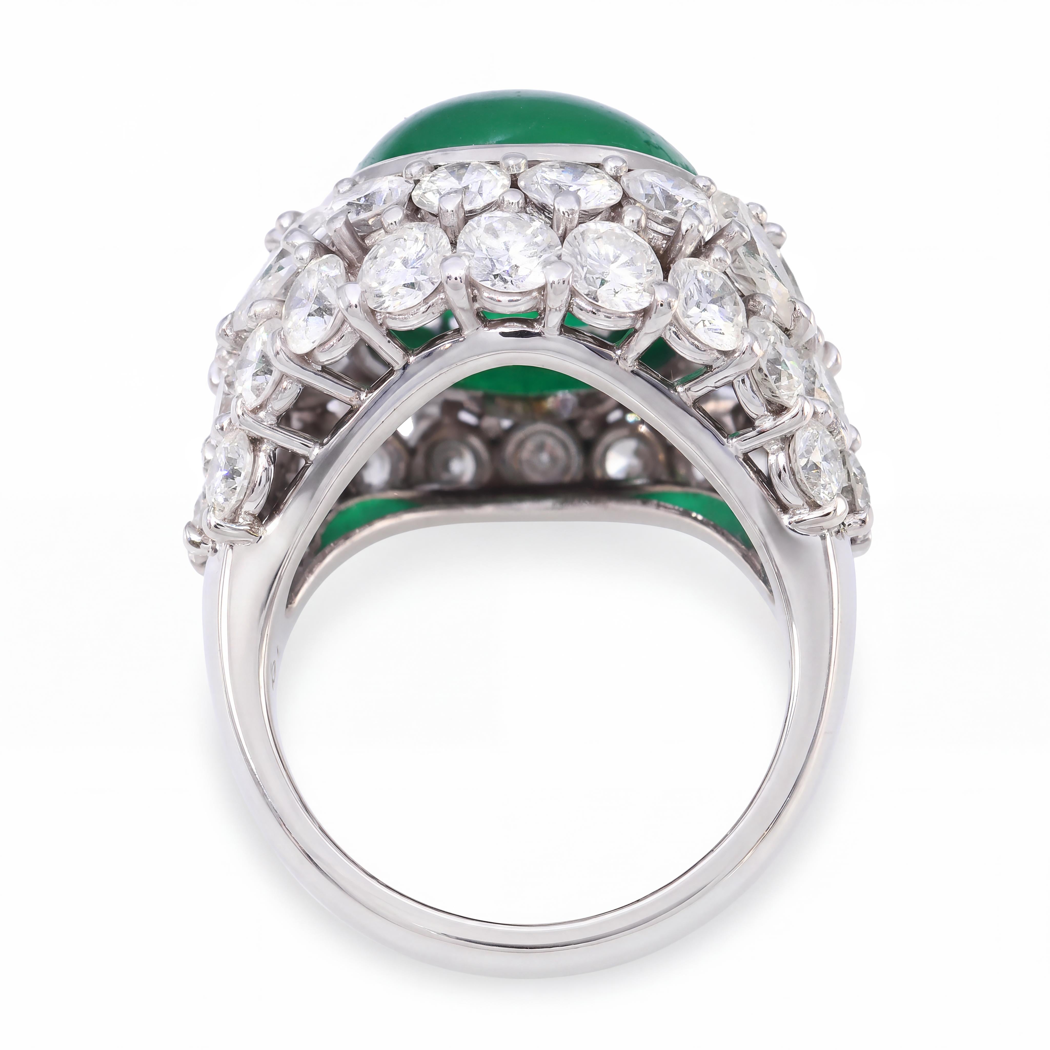 Platinum 7.52ct Colombian Emerald and 5.30tcw Diamond Ring