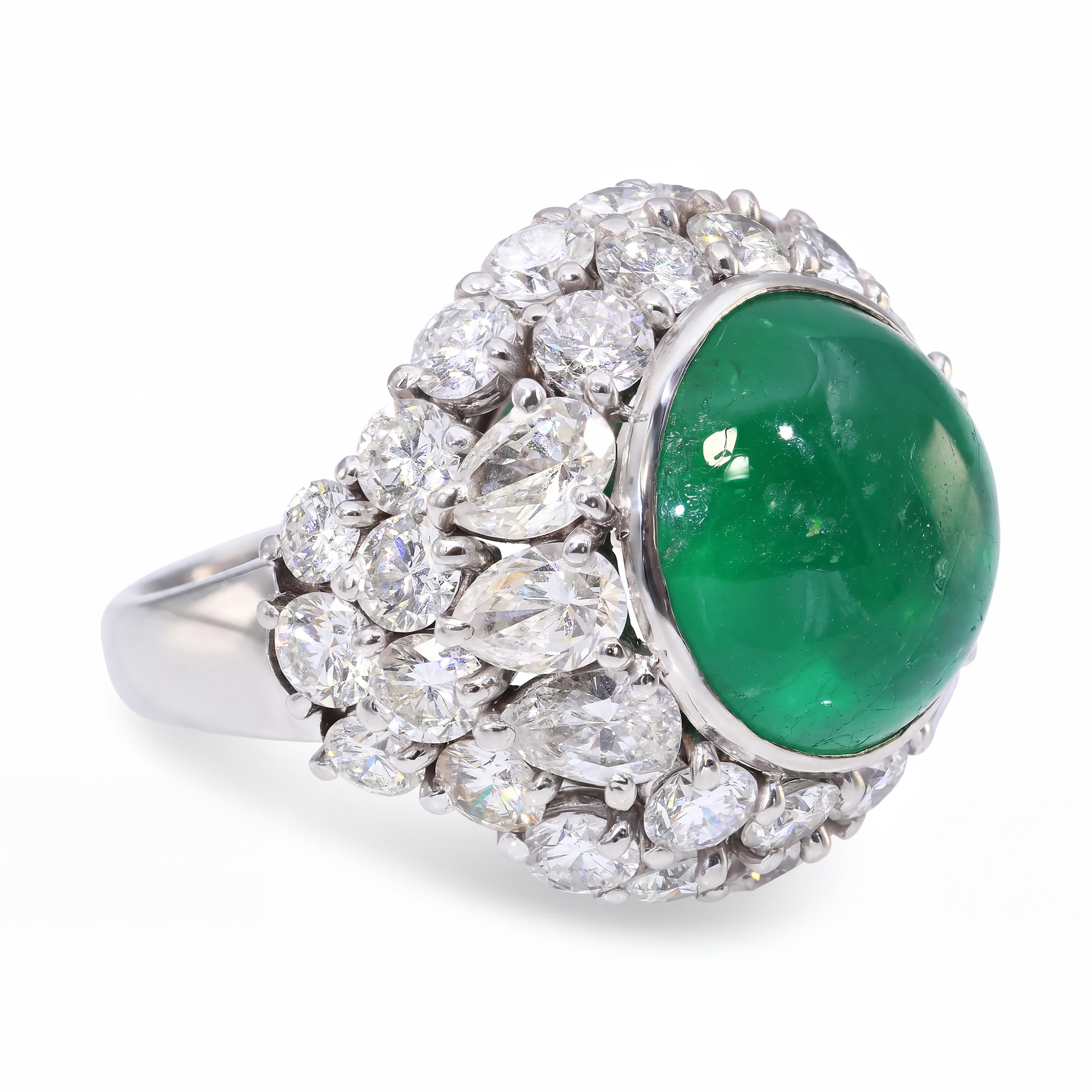 Platinum 7.52ct Colombian Emerald and 5.30tcw Diamond Ring
