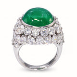 Platinum 7.52ct Colombian Emerald and 5.30tcw Diamond Ring