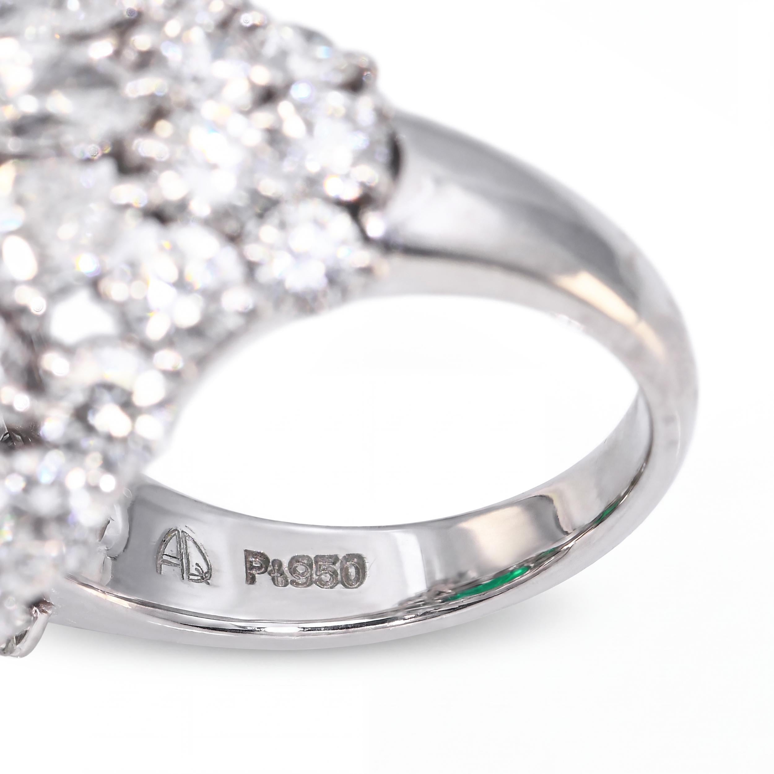 Platinum 7.52ct Colombian Emerald and 5.30tcw Diamond Ring