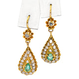 Antique Persian Yellow Gold 1.2tcw Emerald and Polki Diamond Jewelry Set