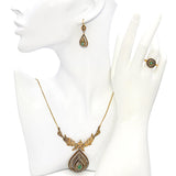 Antique Persian Yellow Gold 1.2tcw Emerald and Polki Diamond Jewelry Set