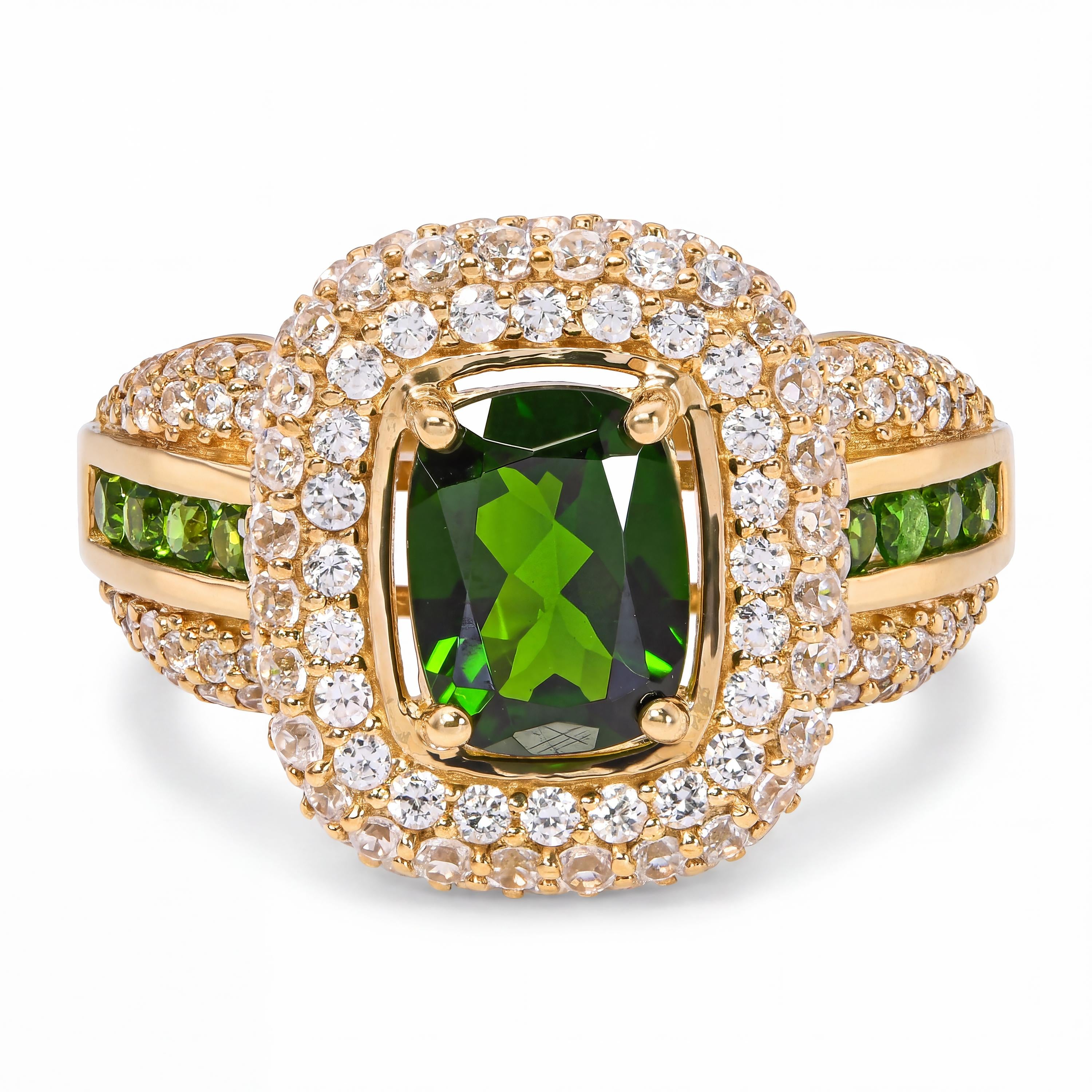 10k Yellow Gold 1.46tcw Chrome Diopside and Diamond Pave Ring