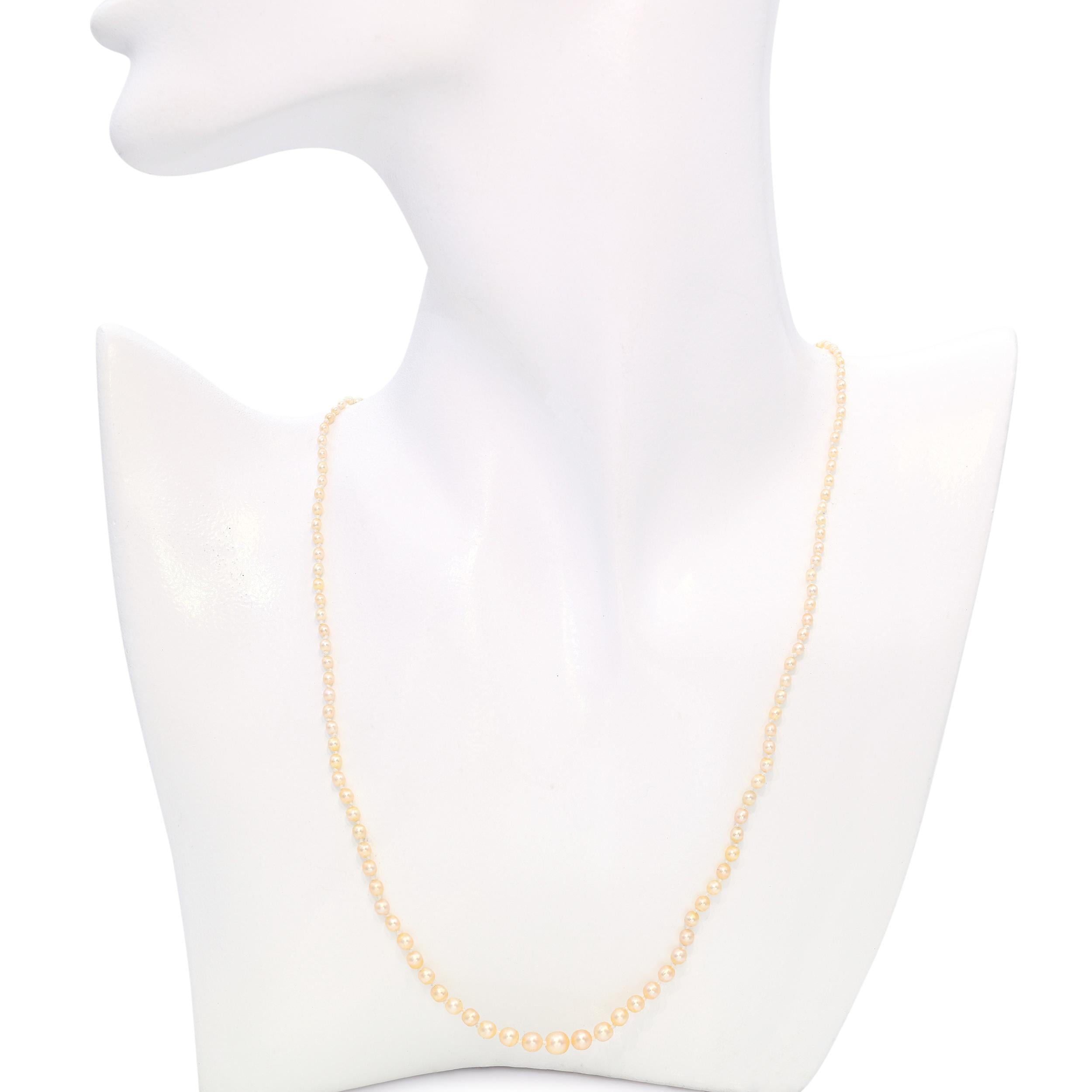 GIA Certified Natural Graduated Pearl Necklace with Diamond Platinum Clasp
