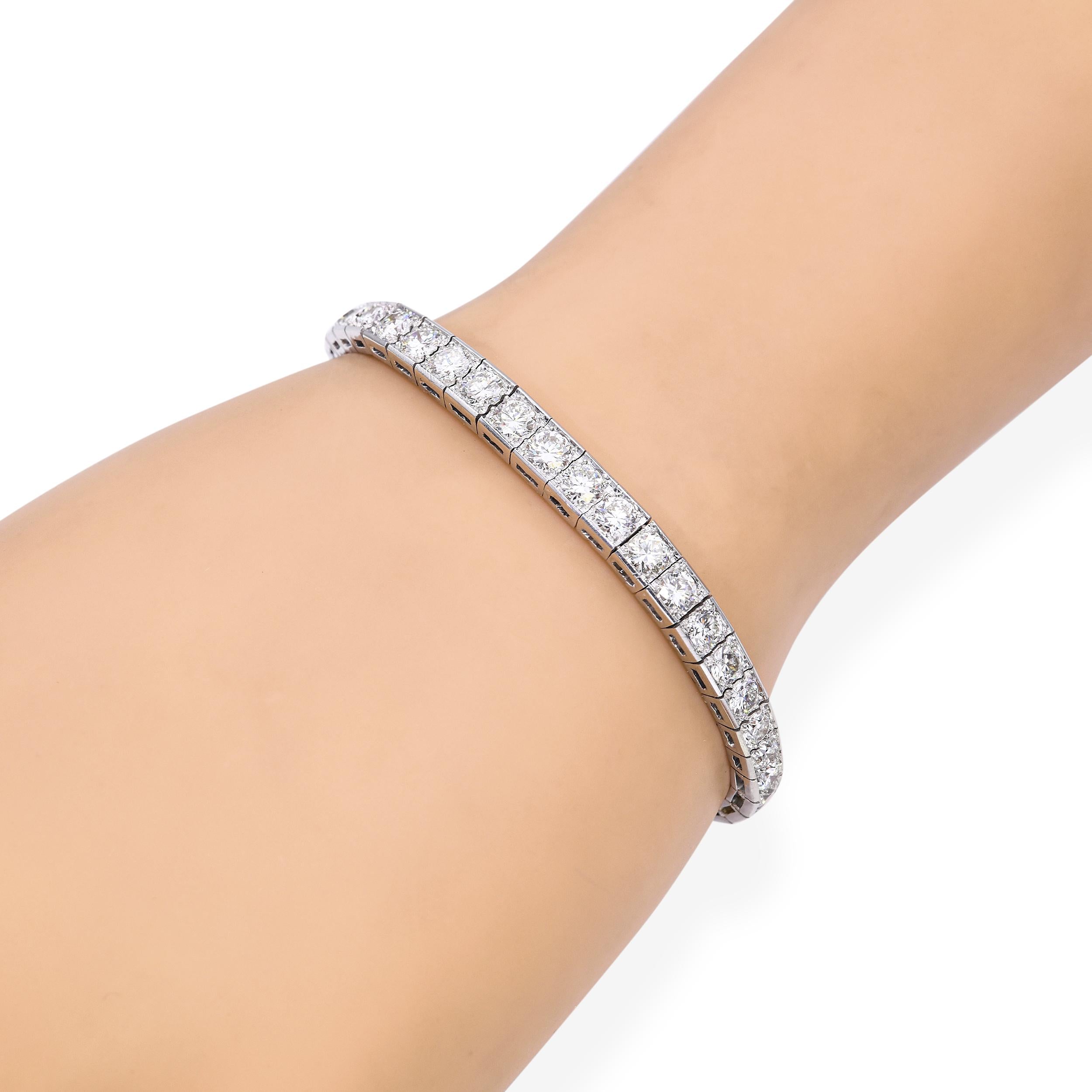 Art Deco Platinum 7tcw I VS1 Old European Cut Diamond Tennis Bracelet