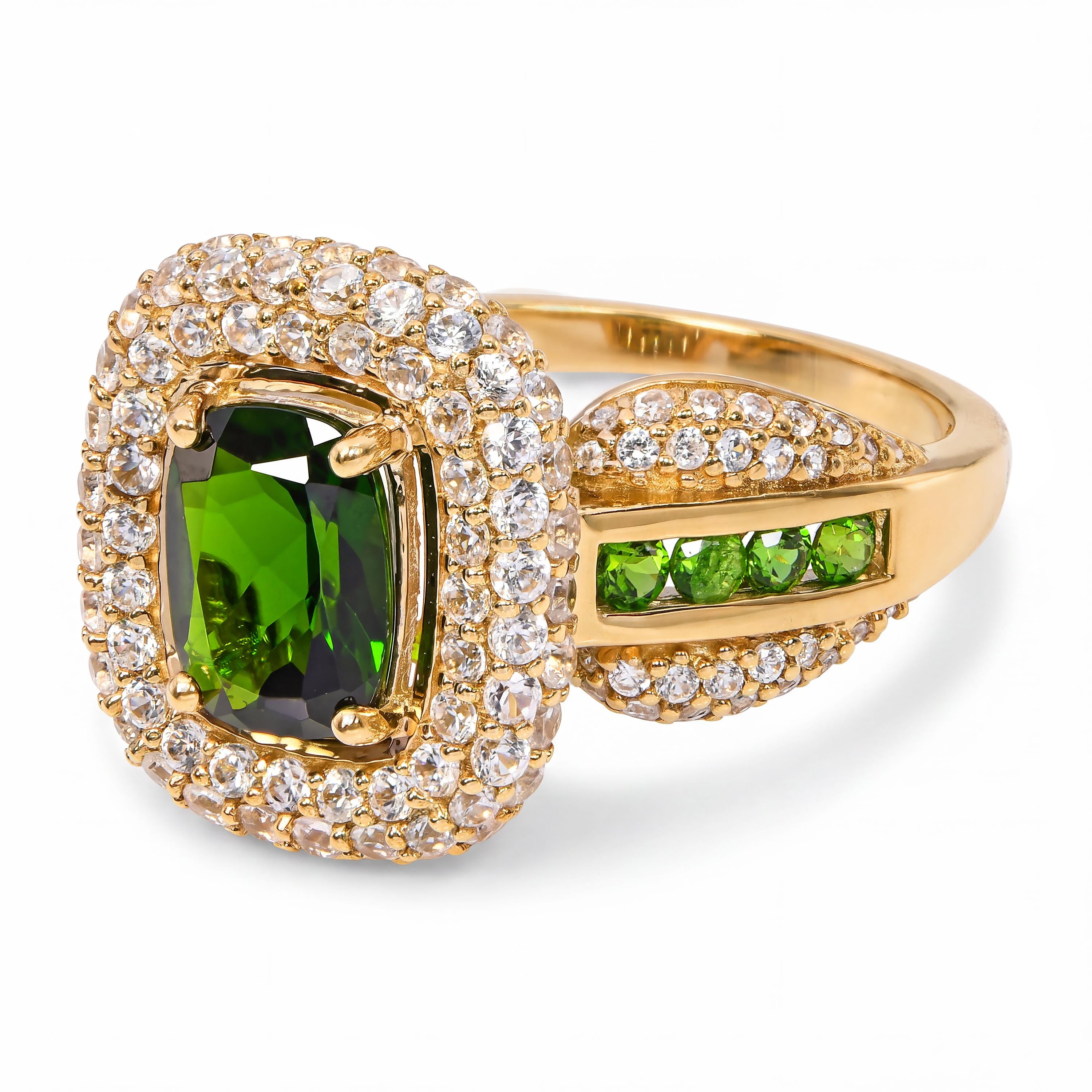 10k Yellow Gold 1.46tcw Chrome Diopside and Diamond Pave Ring