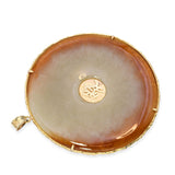 Vintage 14k Yellow Gold Variegated Jadeite Disk Pendant