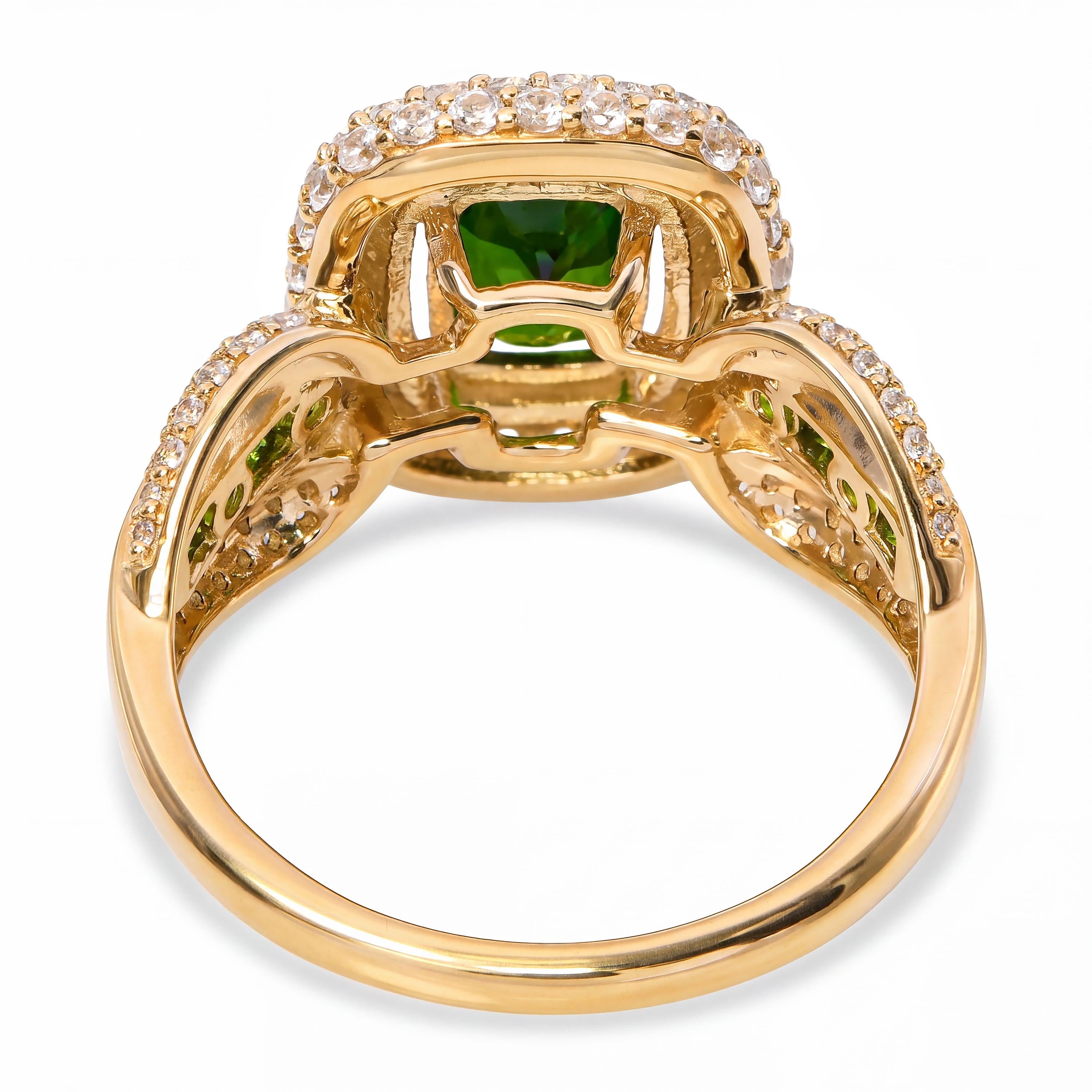 10k Yellow Gold 1.46tcw Chrome Diopside and Diamond Pave Ring