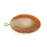 Vintage 14k Yellow Gold Variegated Jadeite Disk Pendant