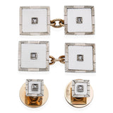 Antique Mappin & Webb 9k Yellow Gold and 14k White Gold Diamond Cufflink Set