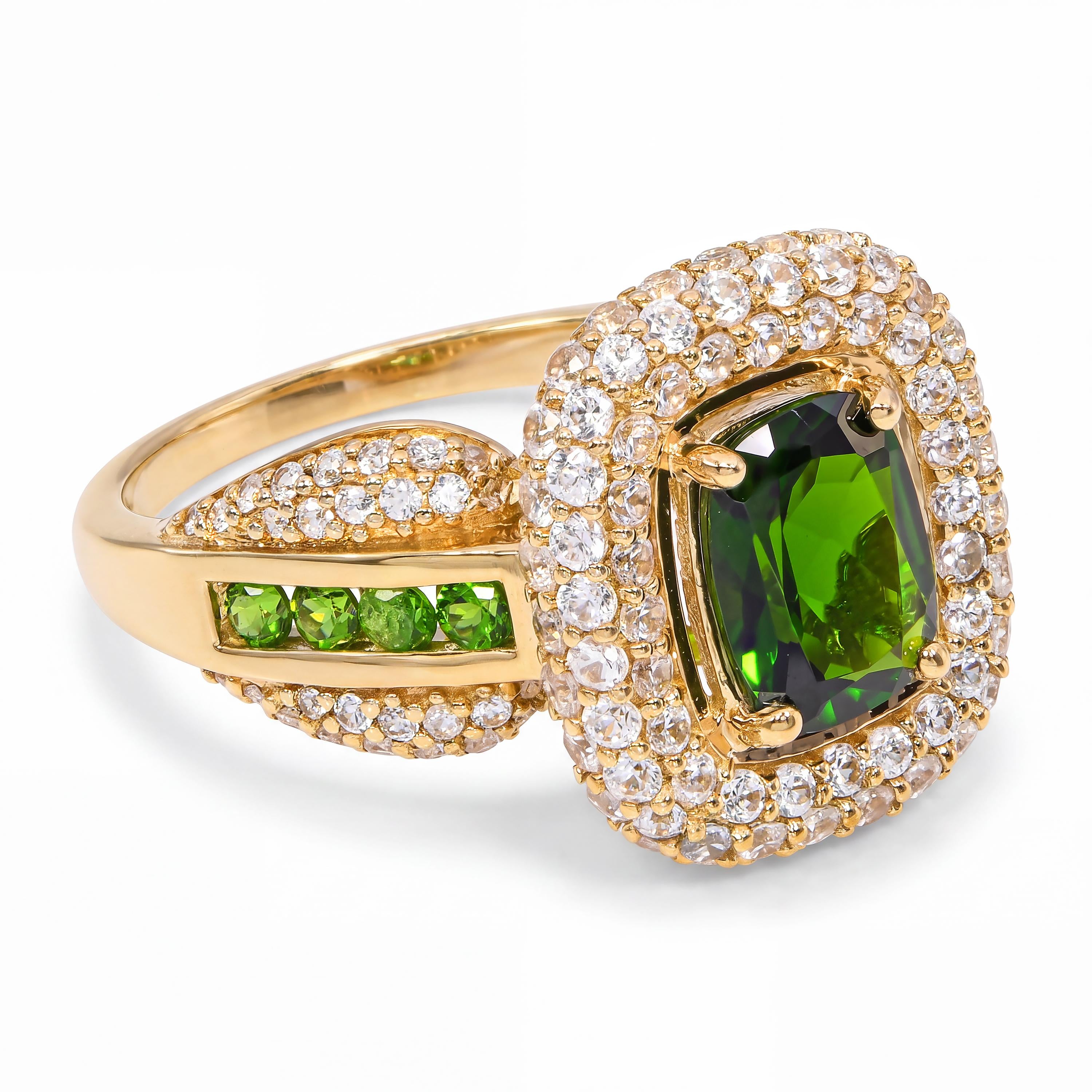 10k Yellow Gold 1.46tcw Chrome Diopside and Diamond Pave Ring