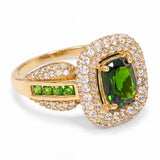 10k Yellow Gold 1.46tcw Chrome Diopside and Diamond Pave Ring