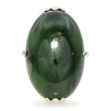 Vintage 18k White Gold Green Nephrite Jade Ring