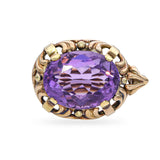 Antique 14k Yellow Gold Amethyst Ornate Brooch