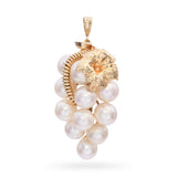 Vintage 14k Yellow Gold Pearl Grape Bunch Pendant