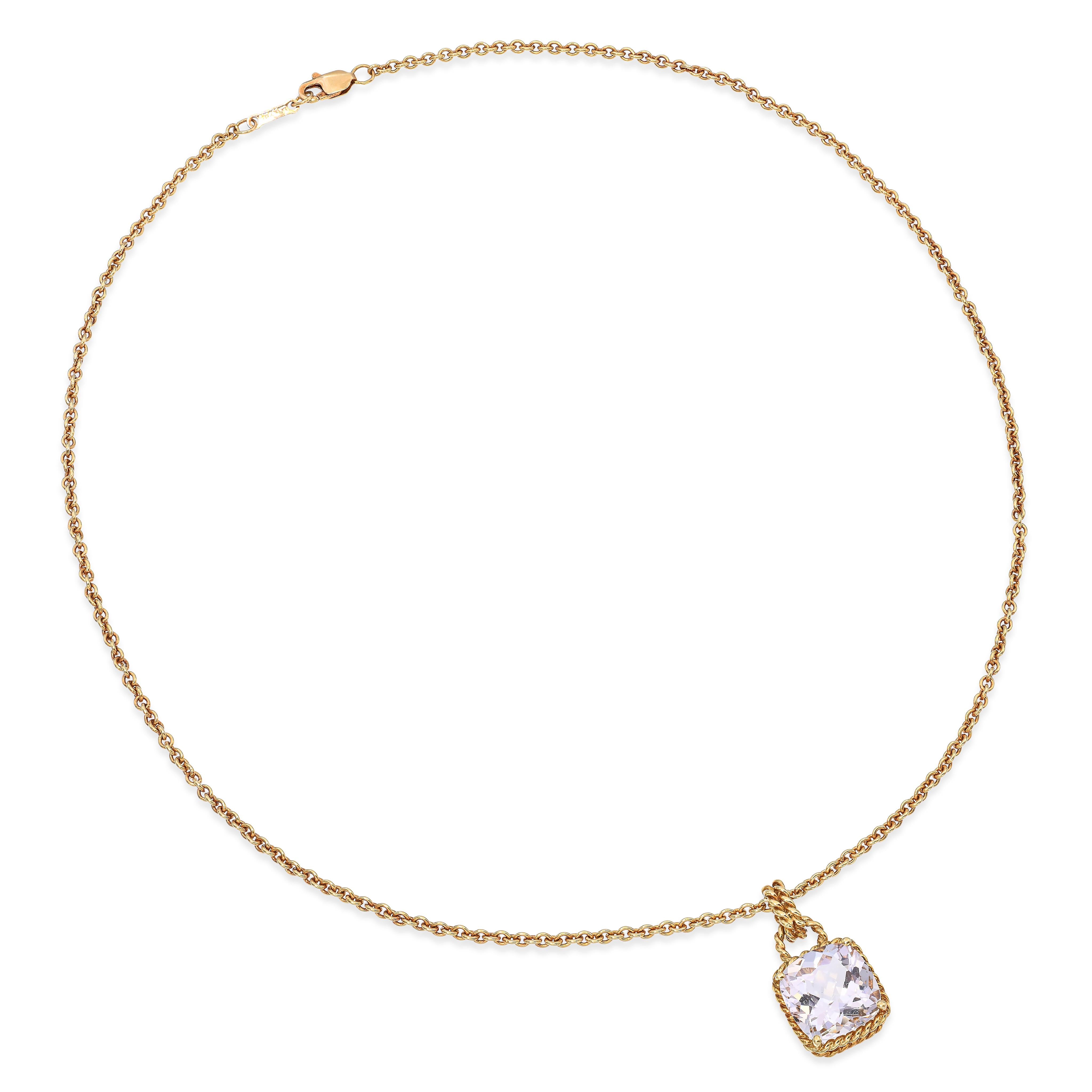 18k Yellow Gold Vera Wang 4.50ct Morganite Pendant Necklace
